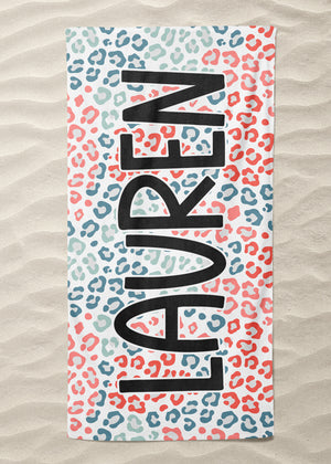 Red White and Blue Leopard Beach Towel (BTOWEL1061)