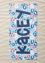 Light Blue USA Leopard Beach Towel (BTOWEL1062)
