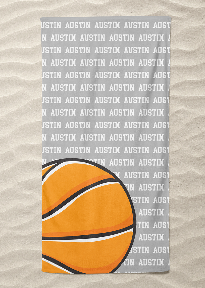 Custom Basketball Name Repeat Beach Towel (BTOWEL1083)