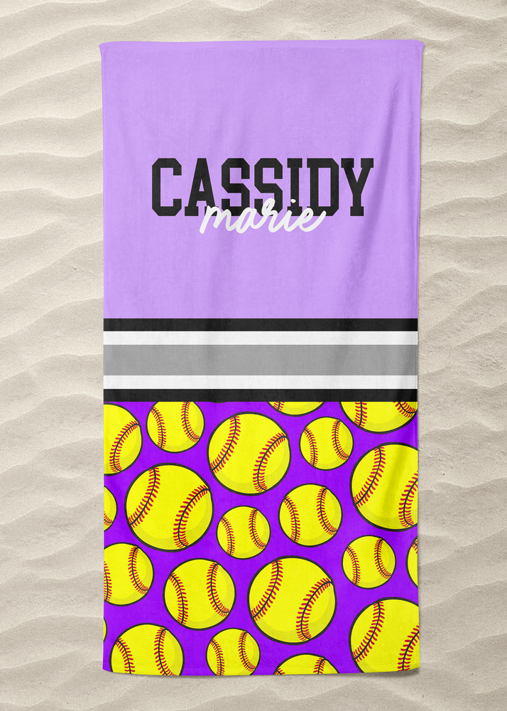 Custom Softball Split Beach Towel (BTOWEL1093)