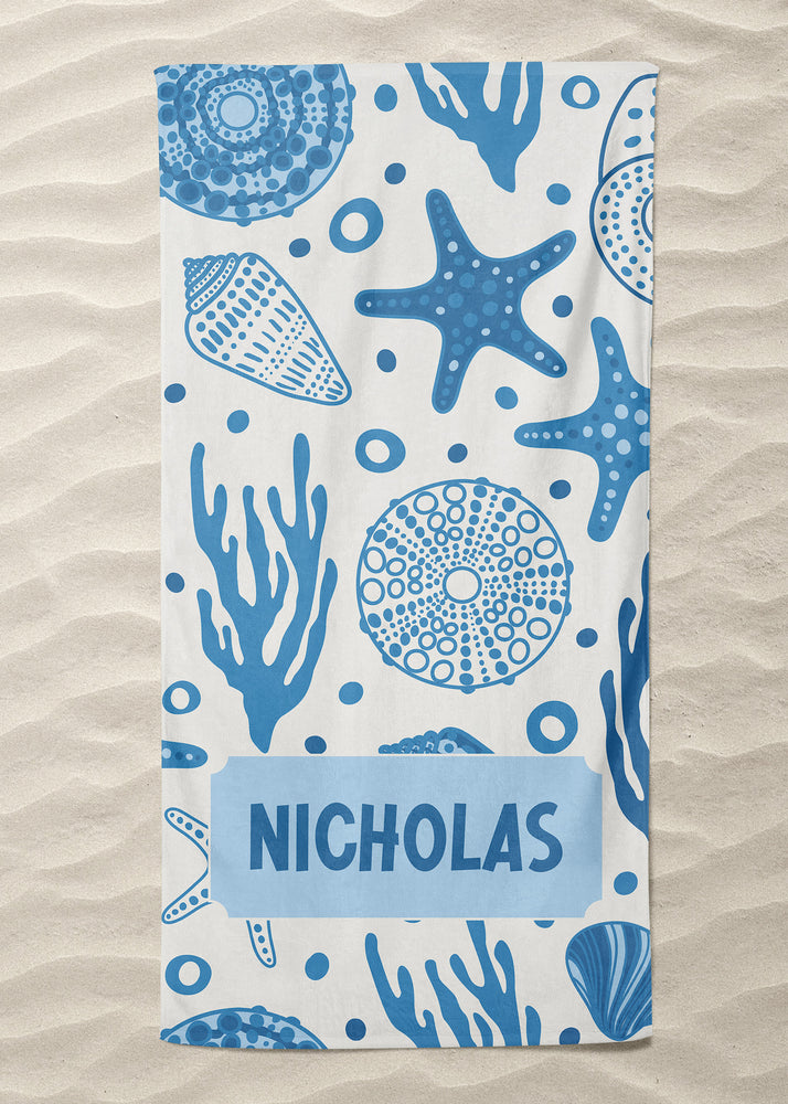 Ocean Shells Custom Beach Towel (BTOWEL1110)