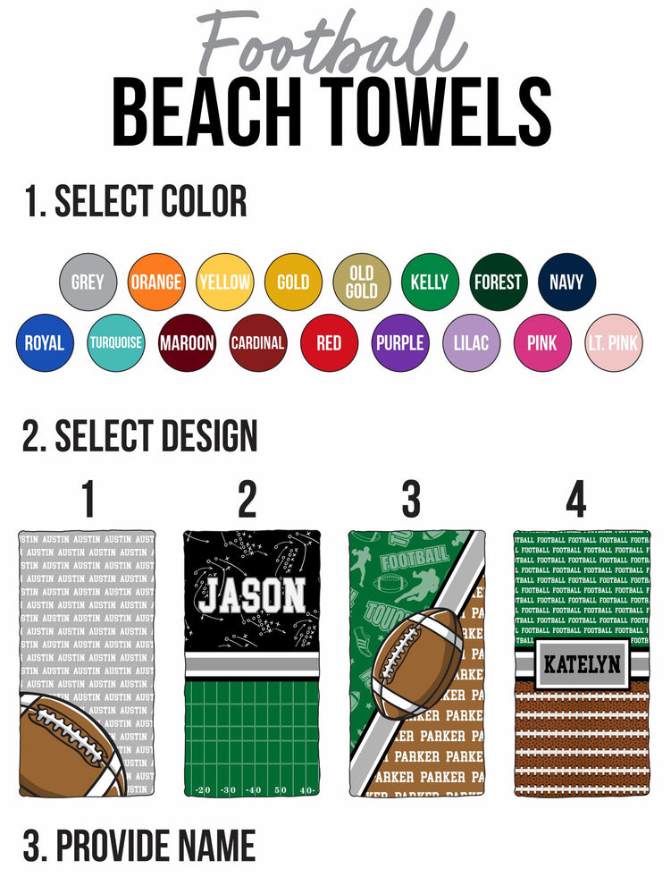 Custom Football Zoomed Beach Towel (BTOWEL1090)