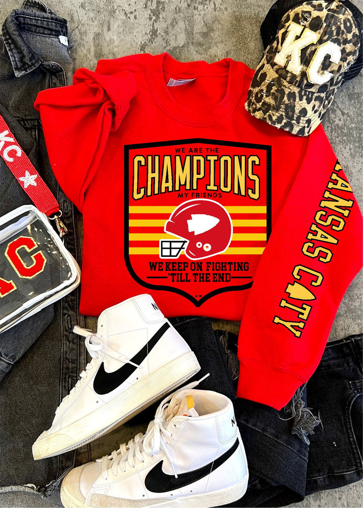 KC We are the Champions Sweatshirt- NO LEO (KCFB1061-DTF-SS)