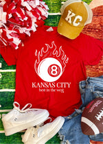 8 Ball on Fire KC Red Tee- (KCFB1212-DTF-RTEE)