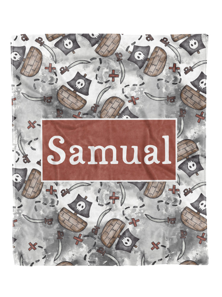 Pirate Ships at Sea Custom Minky Blanket (MINKY1277)