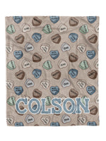 Neutral Candy Hearts Custom Minky Blanket (MINKY1297)