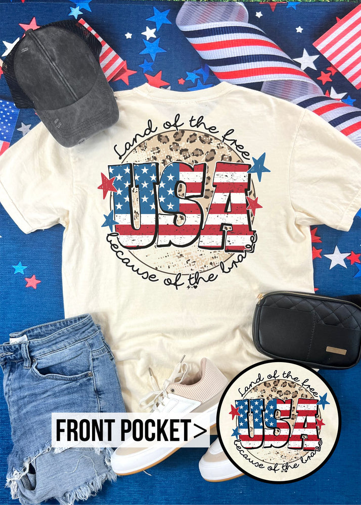 Land of the Free Graphic Pocket Tee (USA1027-DTG-PTEE)