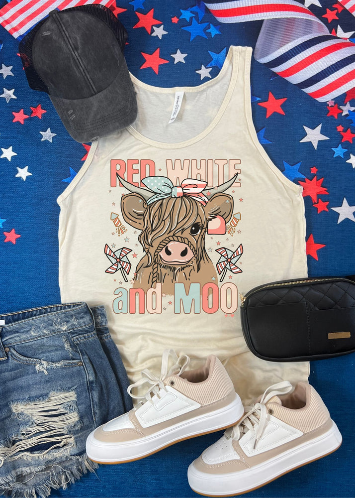 Red White and Moo Graphic Tank (USA1031-DTG-TANK)