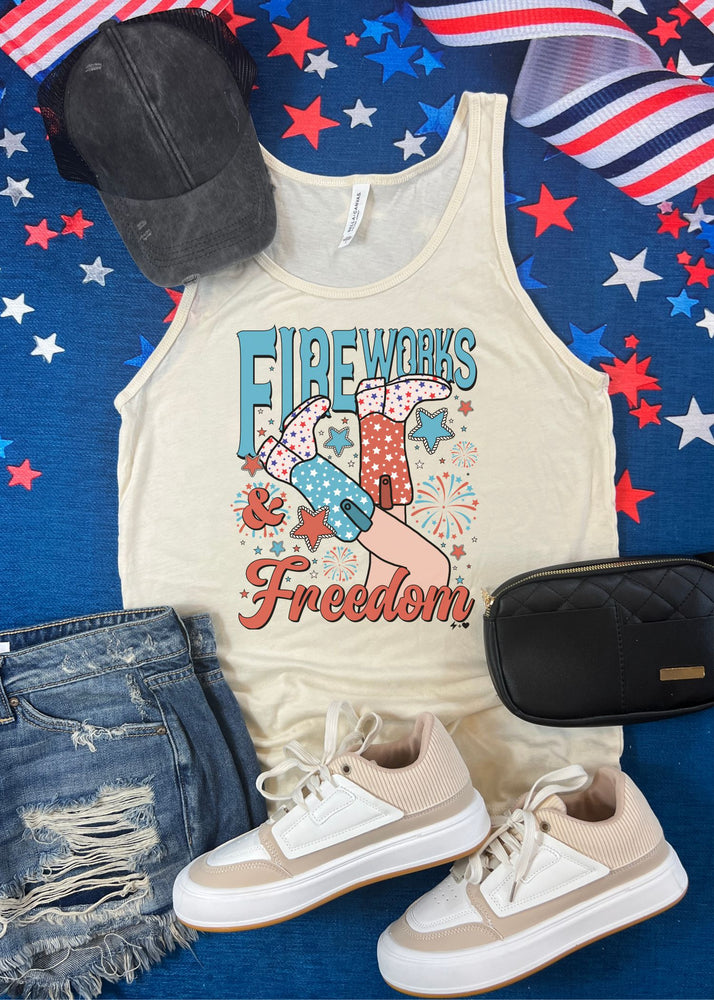 Freedom and Fireworks Graphic Tank (USA1037-DTG-TANK)