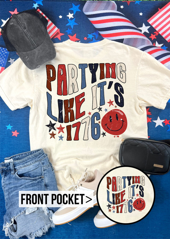 Party Like its 1776 Graphic Pocket Tee (USA1039-DTG-PTEE)