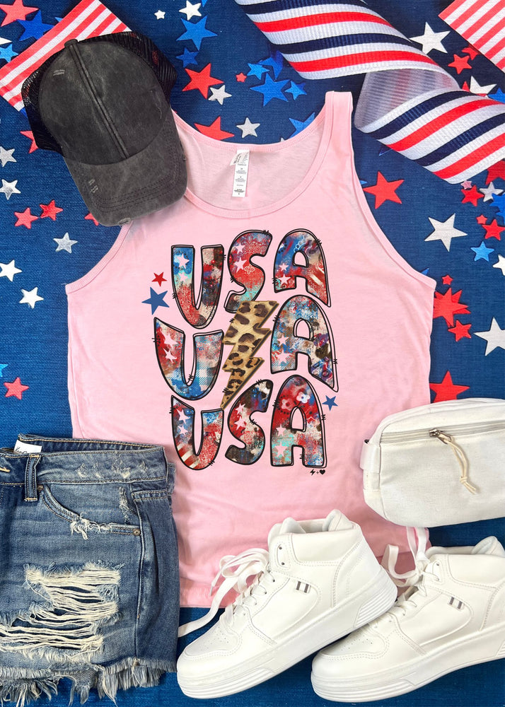 Watercolor USA Repeat Graphic Tank (USA1041-DTG-TANK)
