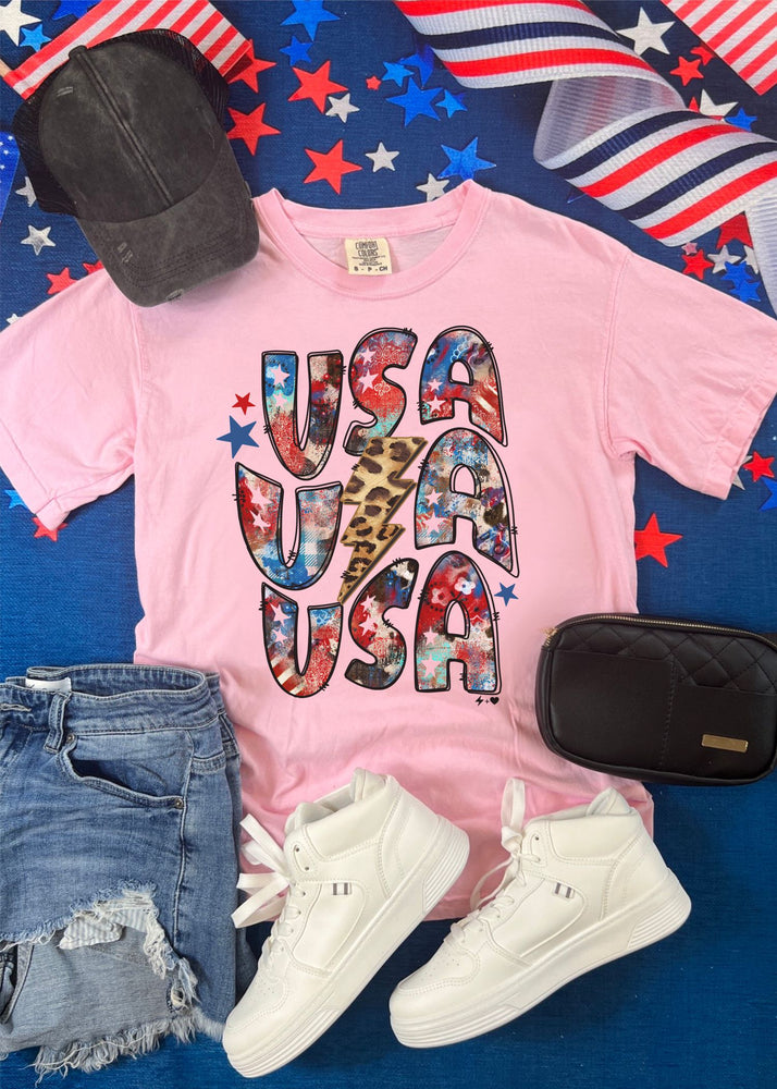 Watercolor USA Repeat Graphic Tee (USA1041-DTG-TEE)