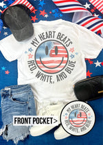 My Heart beats Red White and Blue Graphic Pocket Tee (USA1043-DTG-PTEE)