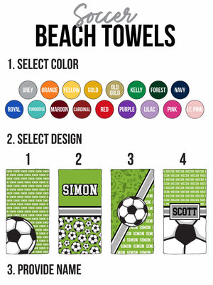 Custom Soccer Name Repeat Beach Towel (BTOWEL1075)