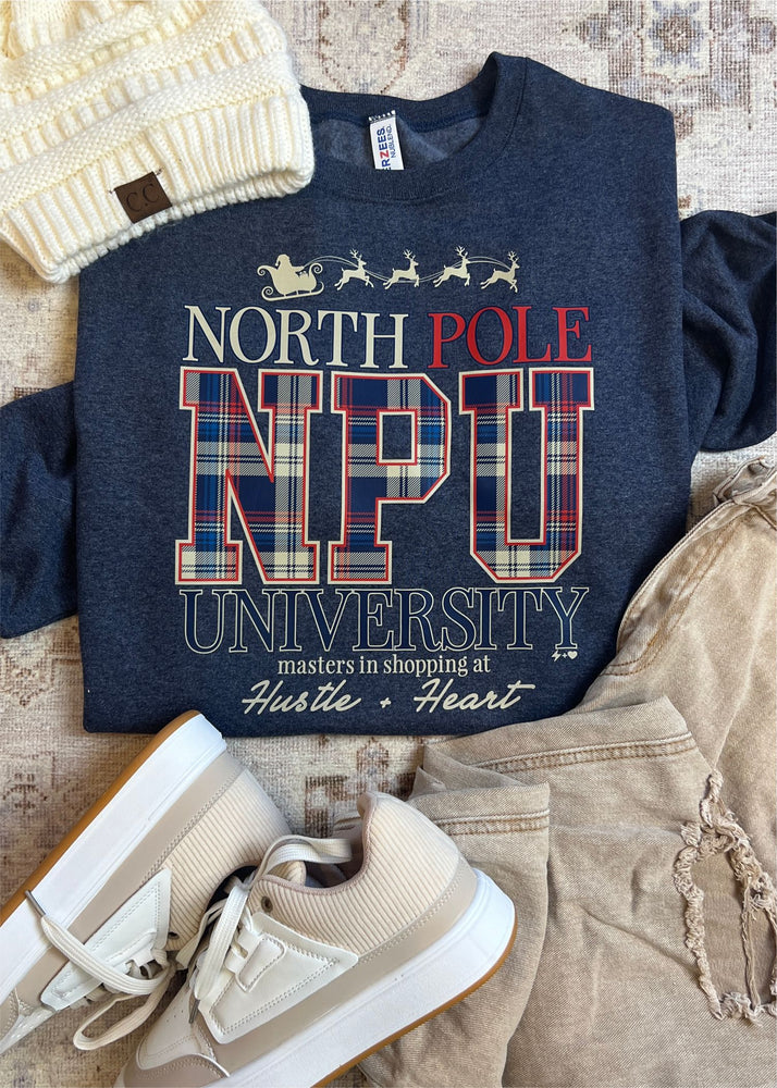 Custom North Pole University Christmas Sweatshirt (XMAS1062-DTF-SS)