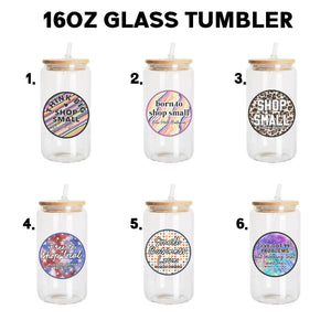 Custom Boutique Name 16oz Glass Tumbler