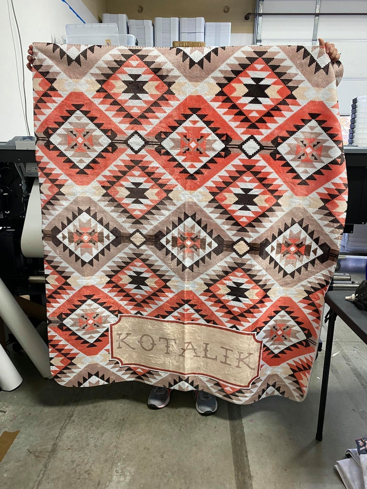 Cute Robots Faux Quilt Minky Blanket (MINKY1161)