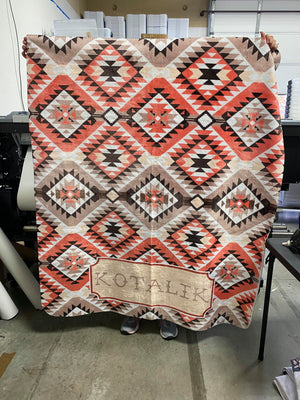 Stripe Floral Deer Head Custom Minky Blanket (MINKY1007)