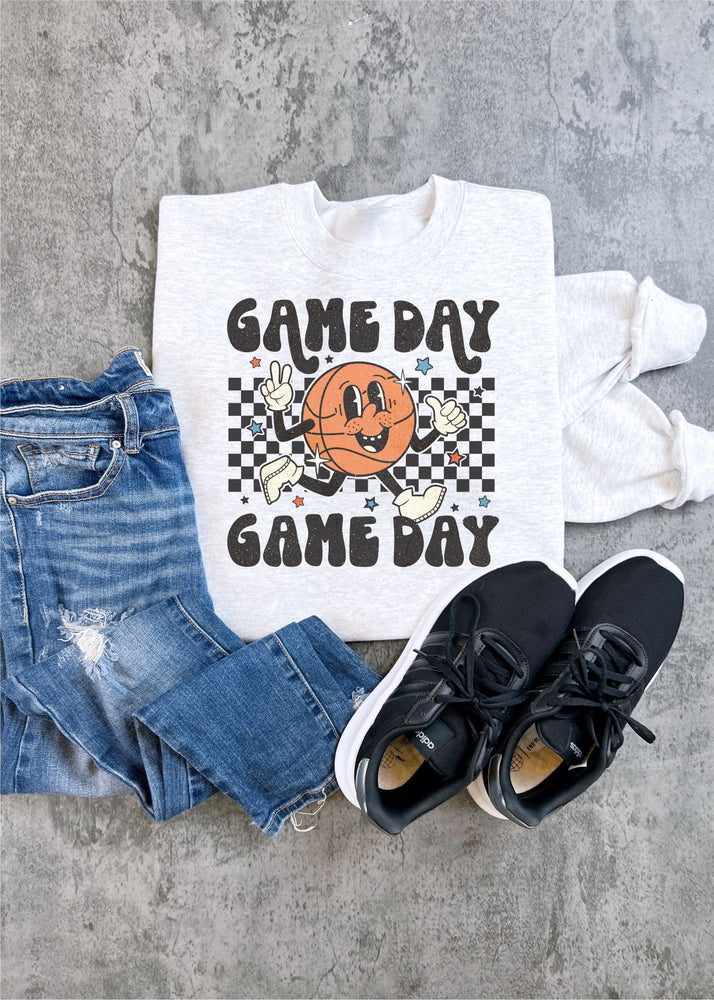 Retro Game Day Basketball Sweatshirt (BSKTBALL1003-DTG-SS)