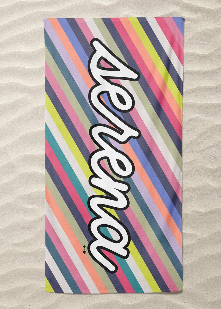 Neon Stripes Custom Beach Towel (BTOWEL1020)