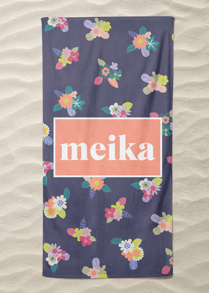Neon Floral Custom Beach Towel (BTOWEL1029)