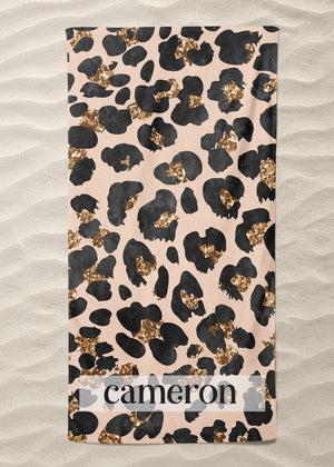 Glitter Leopard Custom Beach Towel (BTOWEL1035)