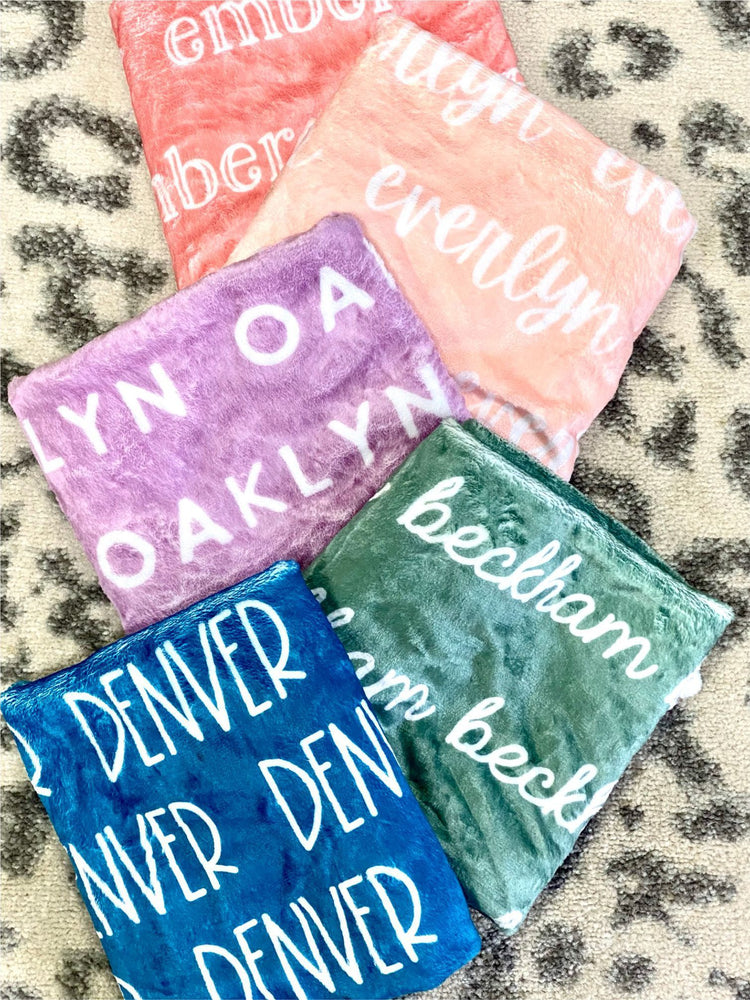 Stripe Floral Deer Head Custom Minky Blanket (MINKY1007)
