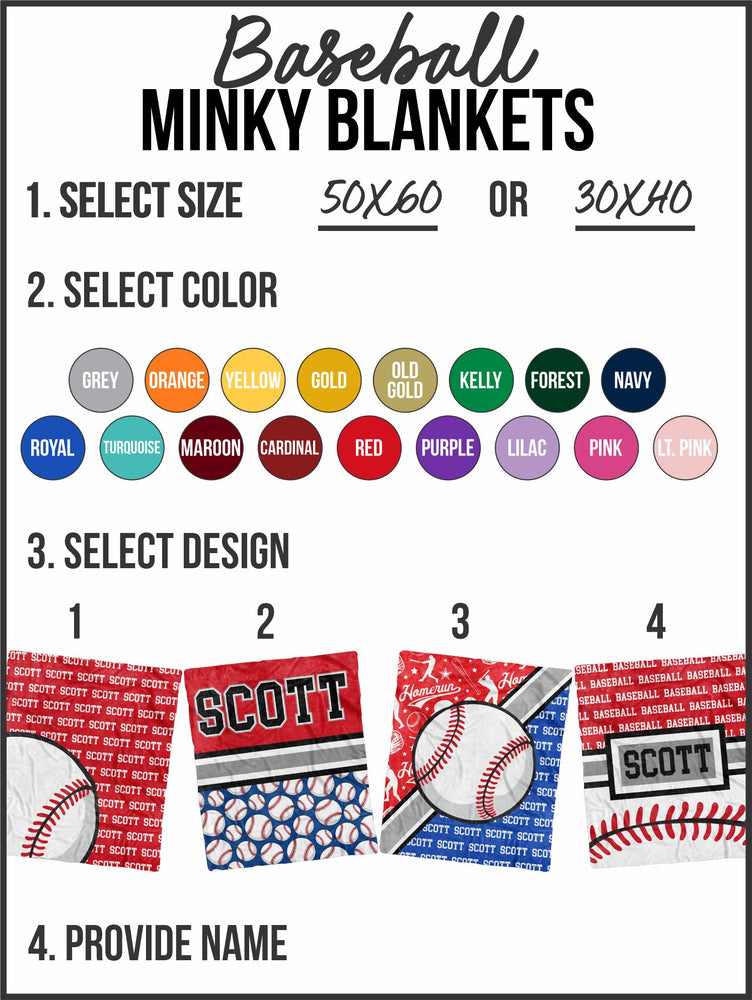Baseball Zoomed Minky Blanket (MINKY1171)