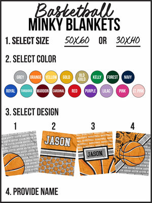 Basketball Name Repeat Minky Blanket (MINKY1180)
