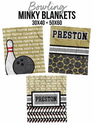 Bowling Name Repeat Minky Blanket (MINKY1218)