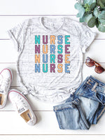 Nurse Color Block Tee Shirt (CAREER1007)