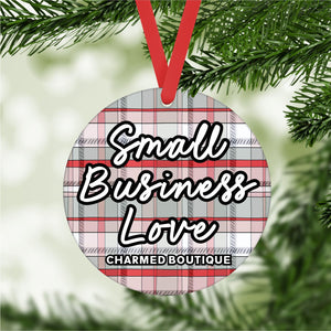 Small Business Love Custom Metal Christmas Ornament (CO1059)