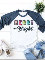 Merry and Bright Christmas Raglan (XMAS1009-DTG-R)