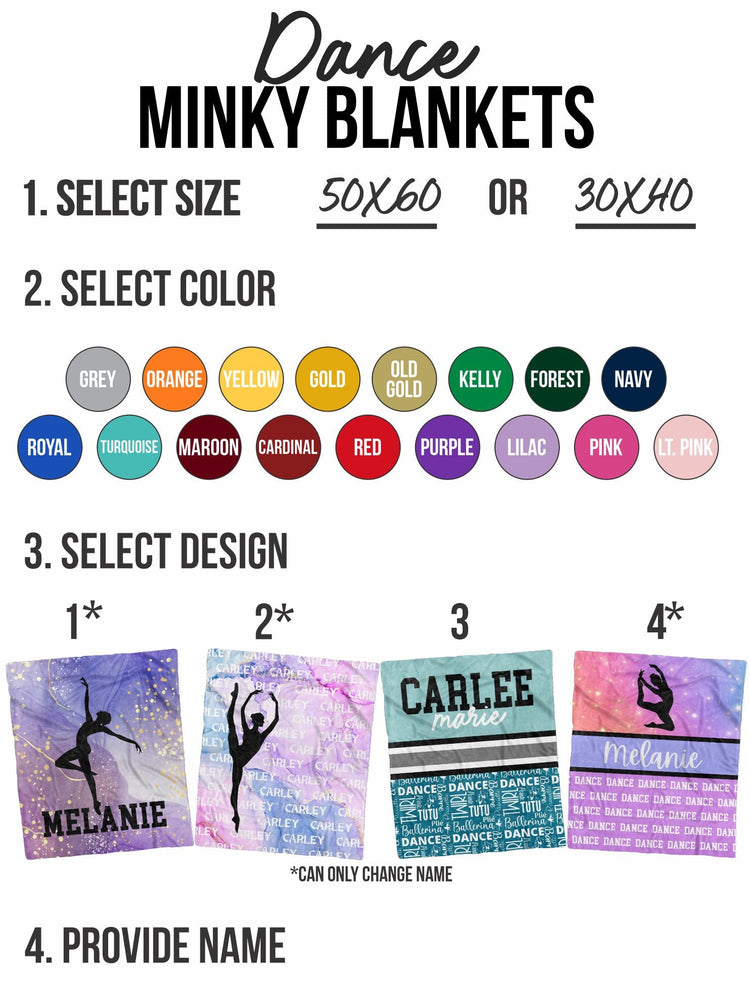 Dance Cotton Candy Name Repeat Minky Blanket (MINKY1208)