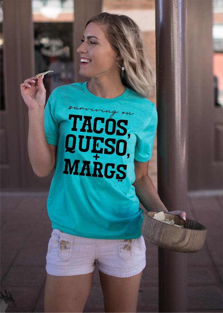 Surviving on Tacos Queso and Margs Fiesta Tee  (FIESTA1014-DTG-TEE)