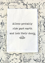 Aliens ride past Earth Flour Sack Tea Towel (FSTT1035)