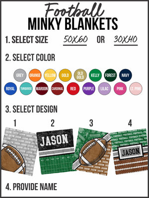 
            
                Load image into Gallery viewer, Football Name Repeat Minky Blanket (MINKY1184)
            
        