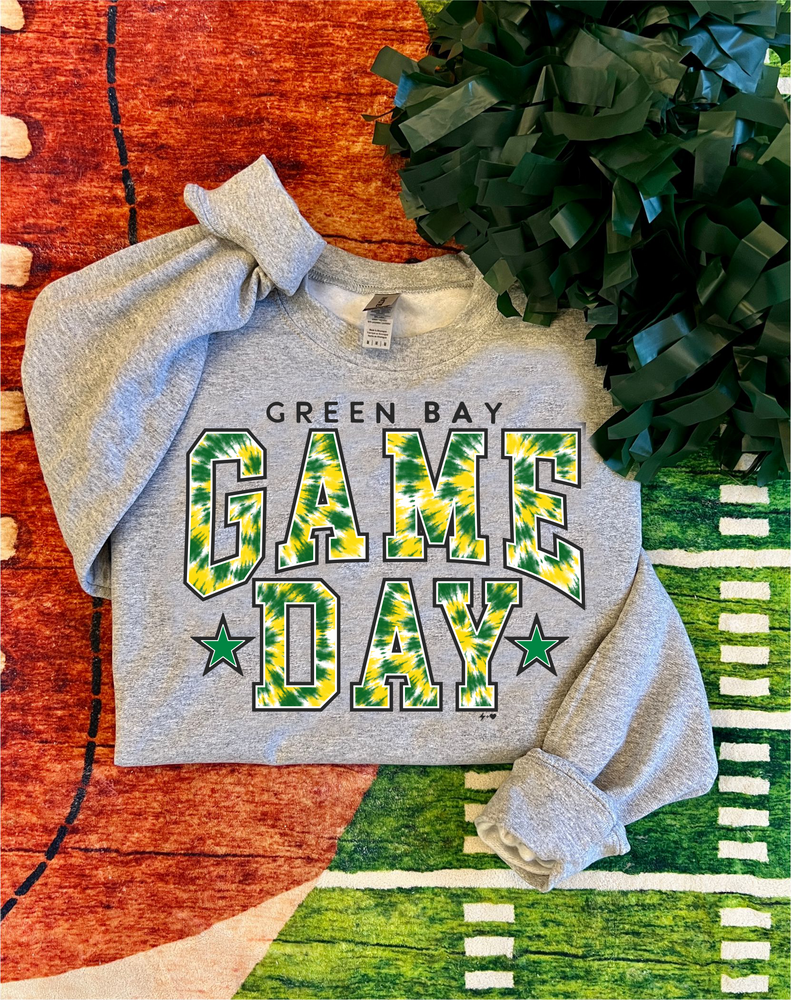 Green Bay Game Day Faux Tie Dye Sweatshirt (GB1002-DTG-SS)