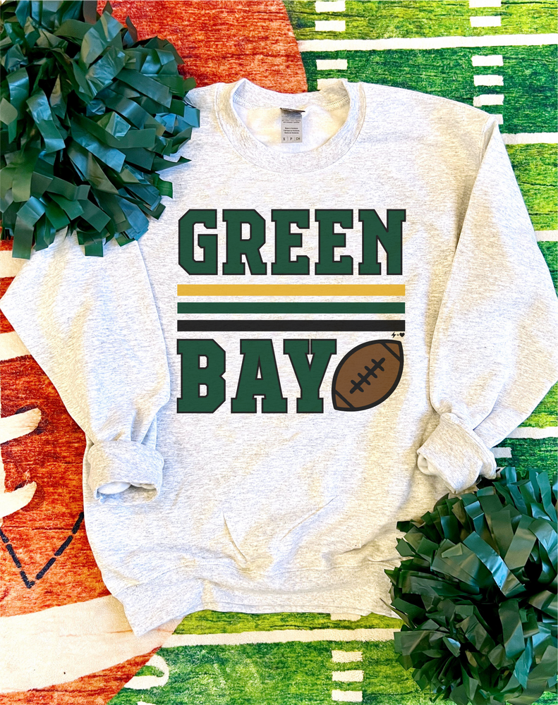 Green Bay Football and Stripes Sweatshirt  (GB1005-DTG-SS)