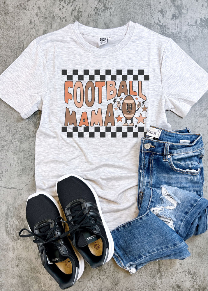 Checkered Football Mama Tee (FBALL1001-SUB-TEE)