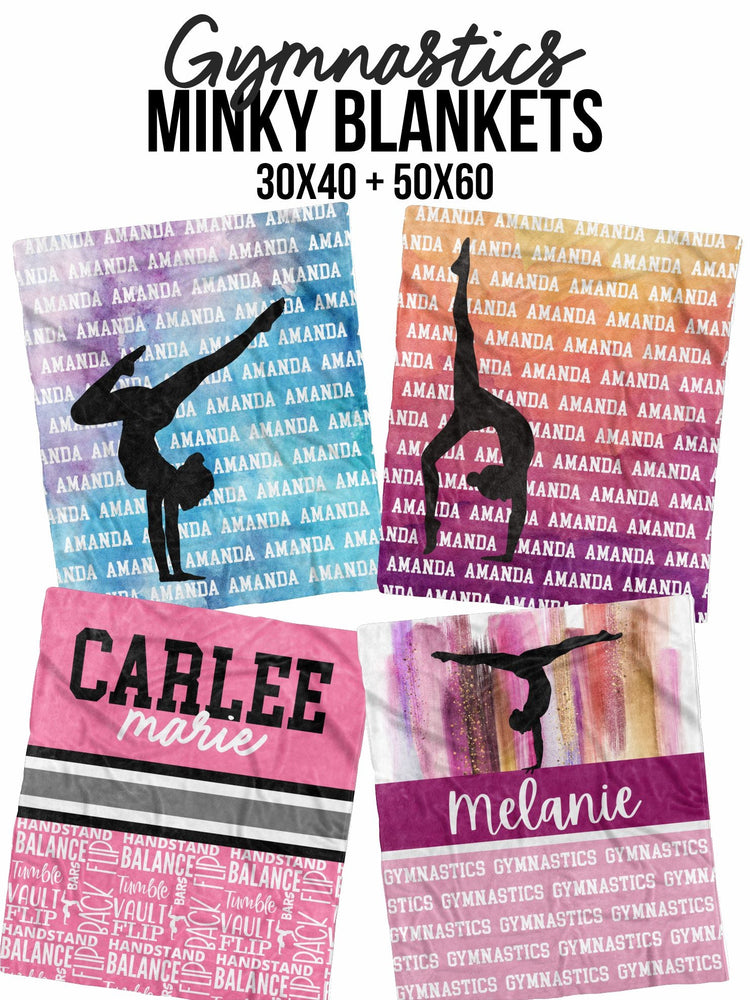 Gymnastics Name Repeat Sunset Minky Blanket (MINKY1201)