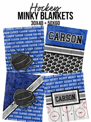 Hockey Name Repeat  Minky Blanket (MINKY1196)