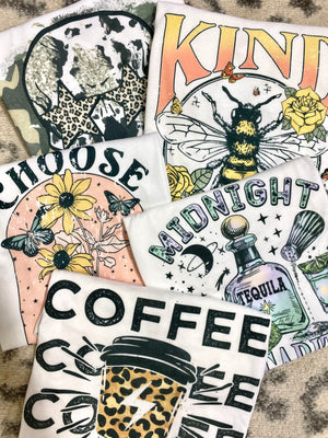 Coffee Teach Repeat $12 Graphic Tee (TEE1047)