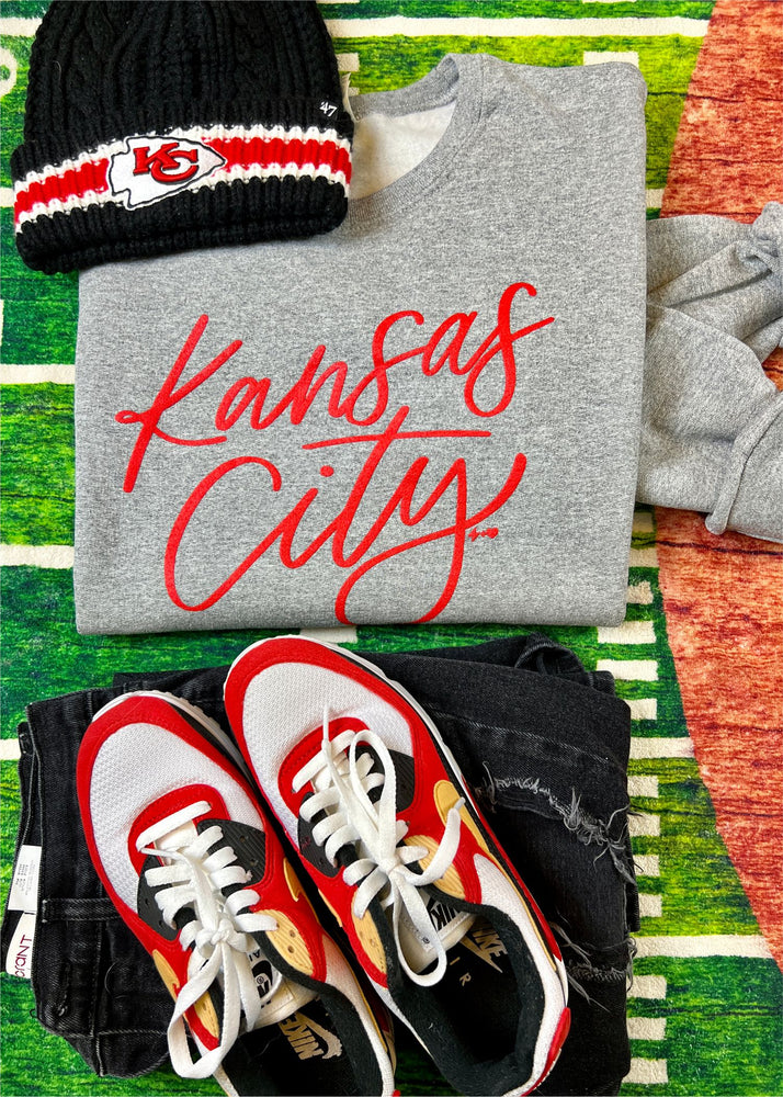 Kansas City Script Puff GREY Sweatshirt (KCFB2022-SP-GREY)