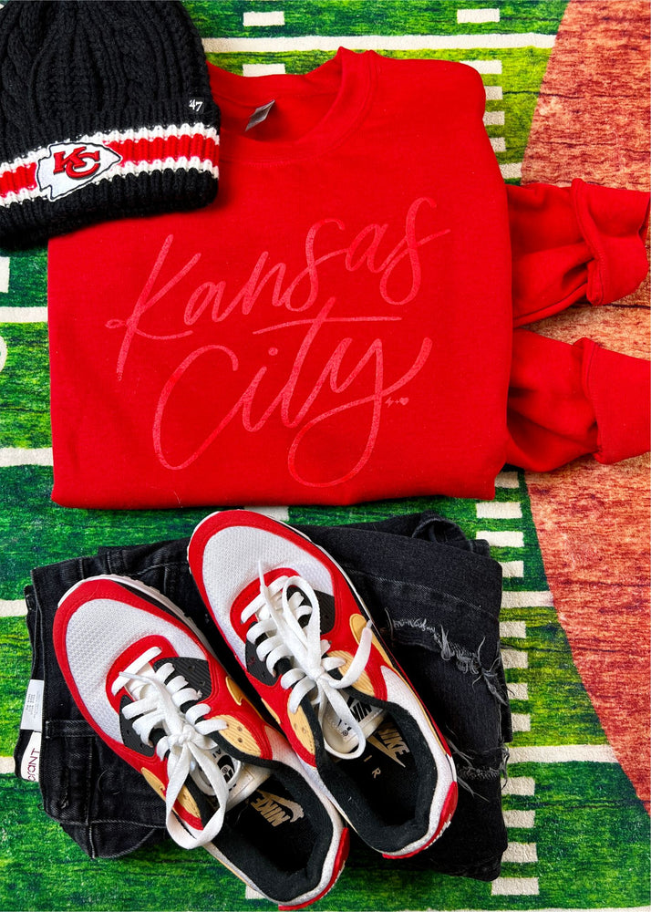 Kansas City Script Puff RED Sweatshirt (KCFB2022-SP-RED)