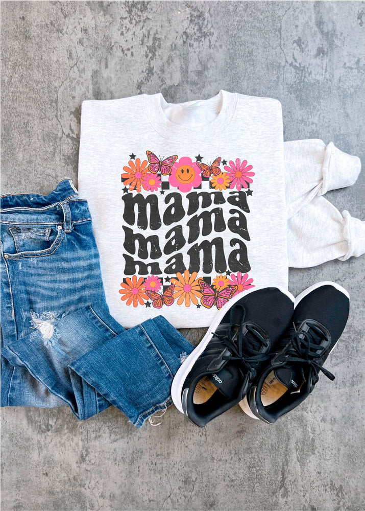 Groovy Flowers Mama Sweatshirt (MAMA1001-DTG-SS)