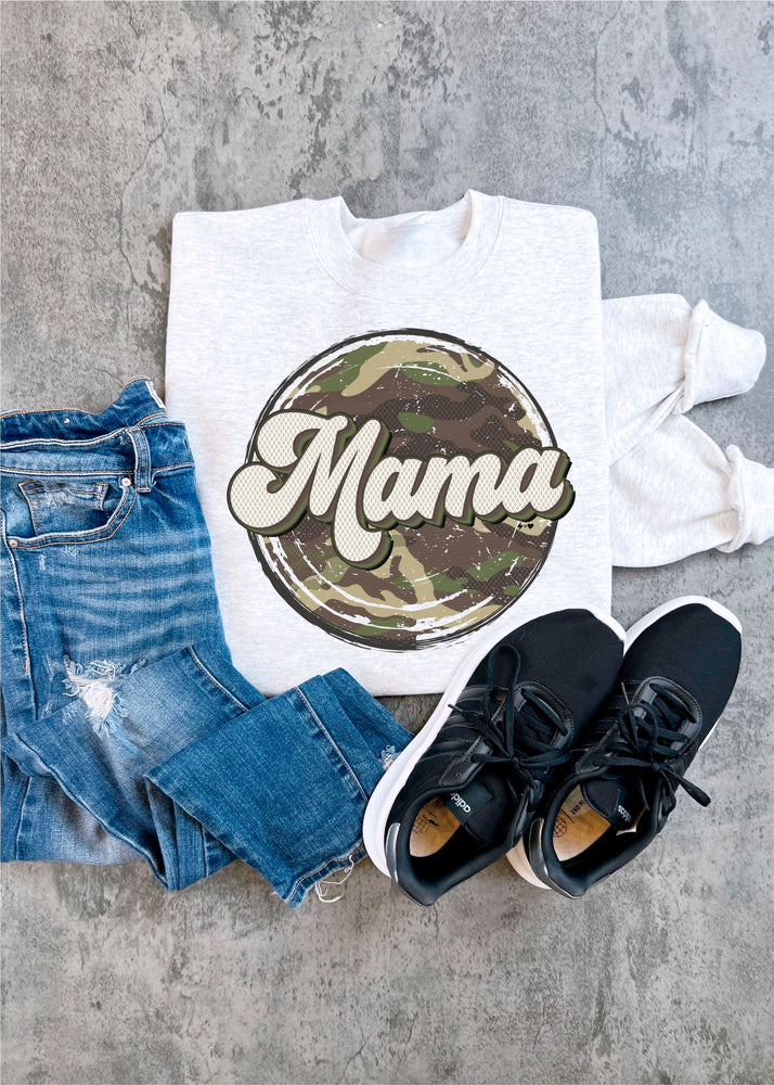 Retro Camo Mama Sweatshirt (MAMA1010-DTG-SS)