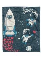 Outer Space Hearts Custom Minky Blanket (MINKY1051)
