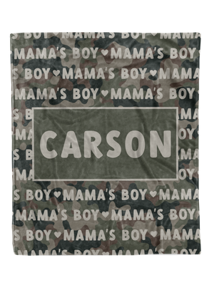 Camo Mama's Boy Custom Minky Blanket (MINKY1055)