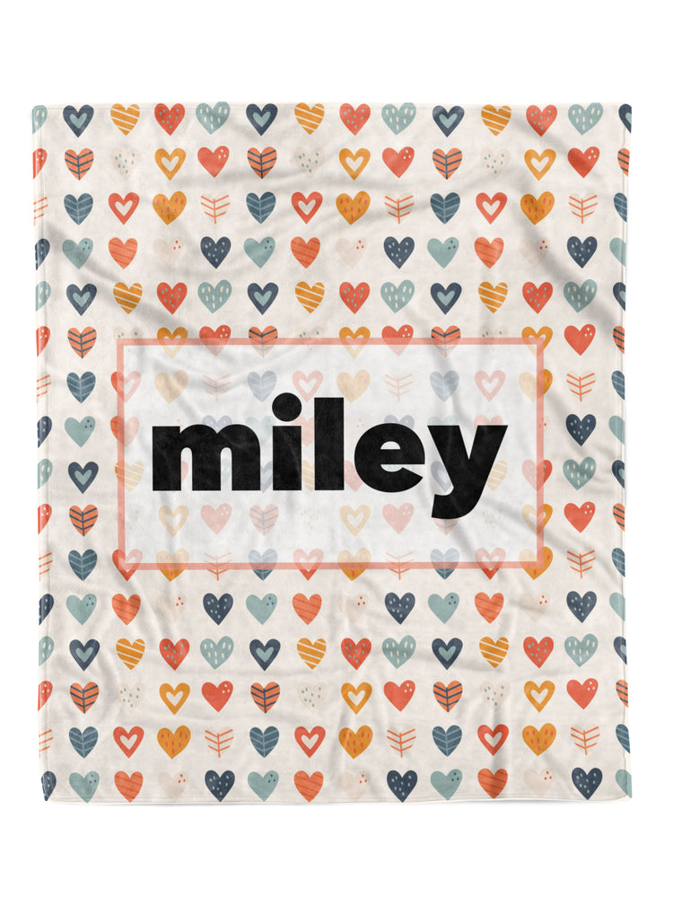 Retro Hearts Custom Minky Blanket (MINKY1067)